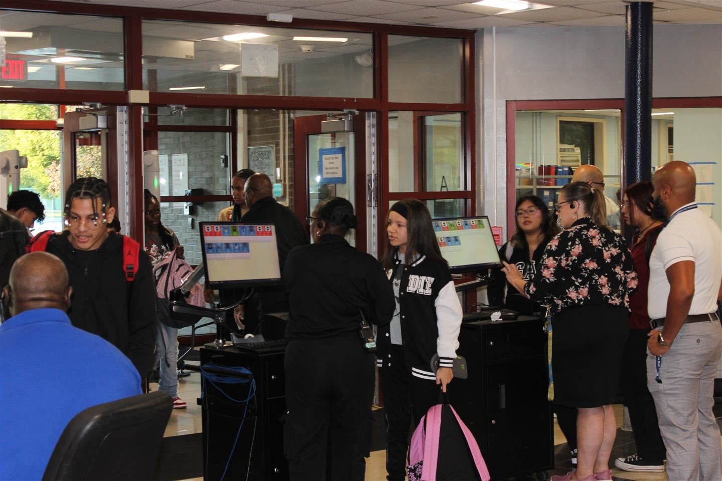 Students enter Poughkeepsie High School in the morning