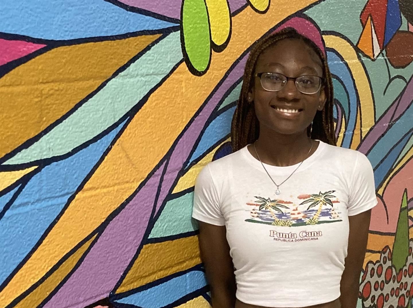  Jhanae Stewart stands in Poughkeepsie High School